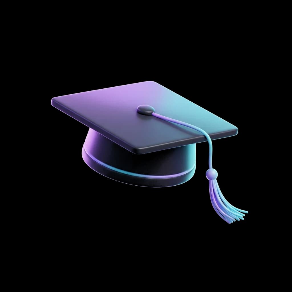 3D graduation cap graphic illustrating educational qualifications
